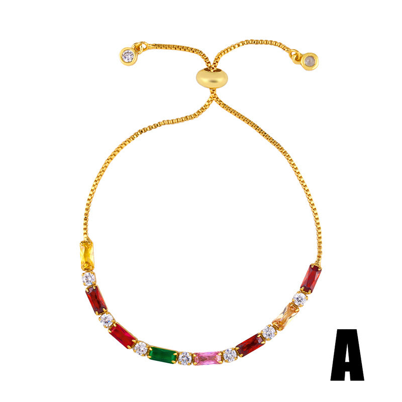 Diamante al por mayor Diamante de color espumoso Heart Heart Cross Crown Copper Pulsera